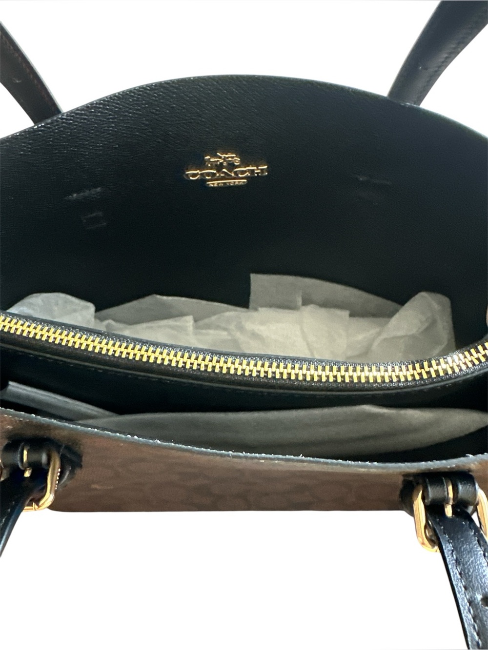 NWOT Coach Mollie Tote 25 in Signature Canvas Walnut Black CV965 Crossbody - Picture 7 of 10